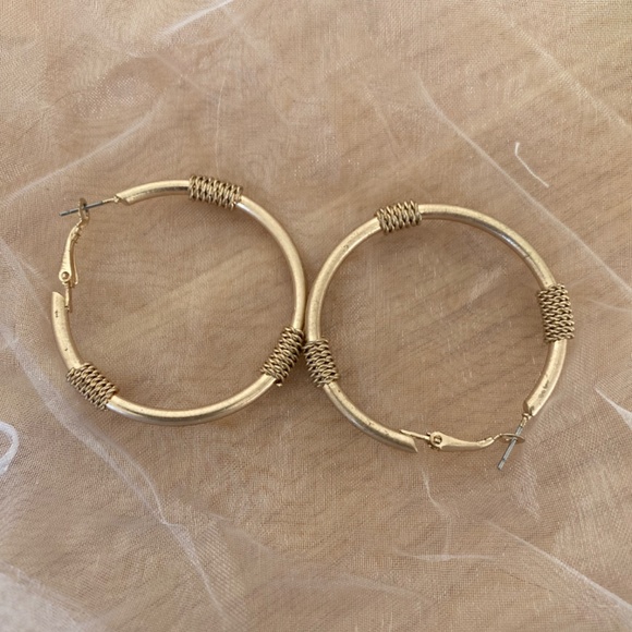 Matte Gold Hoops - Picture 2 of 2